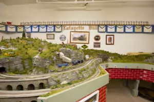wide shot of model rail road