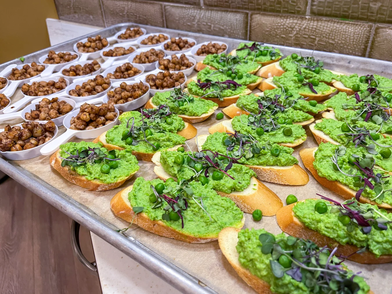 Healthy snacks. Closeup of healthy snack samplers laid out on a tray.