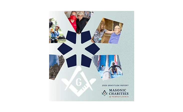 Masonic Charities 2025 Gratitude Report cover, featuring images from each of the five charities.